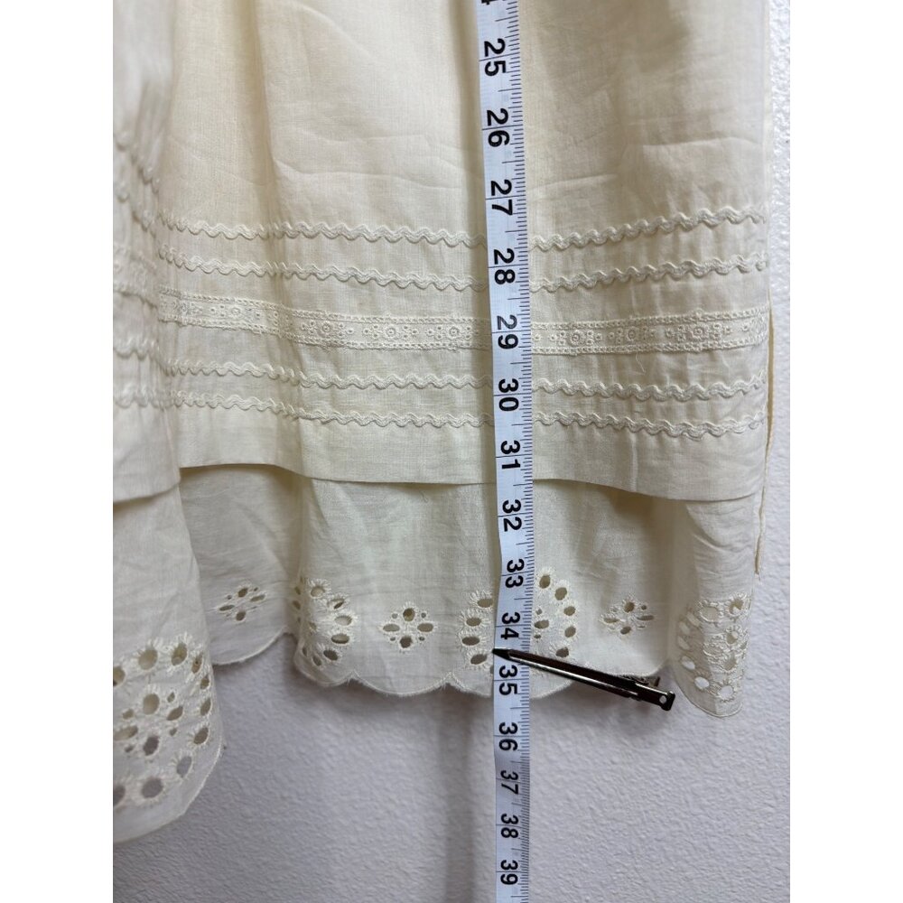 NWT Forever 21 Cottagecore Eyelet Lace Babydoll Dress Cream Cotton Size L - Picture 11 of 16